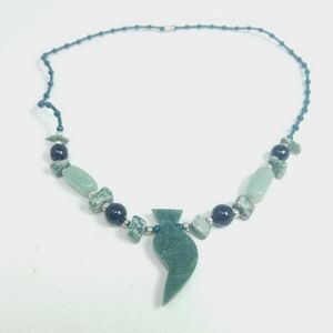 Vintage Green Beaded Necklace, 90s Style, Stone Chips, Unisex Retro Estate